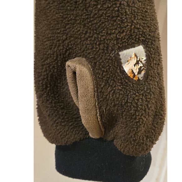 KUHL ALPENWURX Fleece Jacket Brown Full Zip Faux Leather Sherpa Collar Medium - Picture 4 of 10